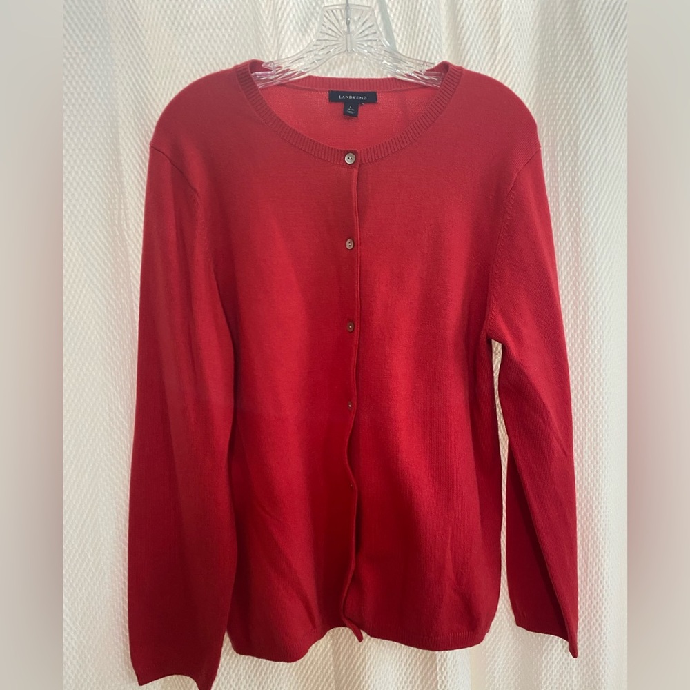 Lands’ End red cardigan sweater